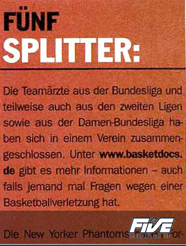 FIVE erwähnt die Basketdocs